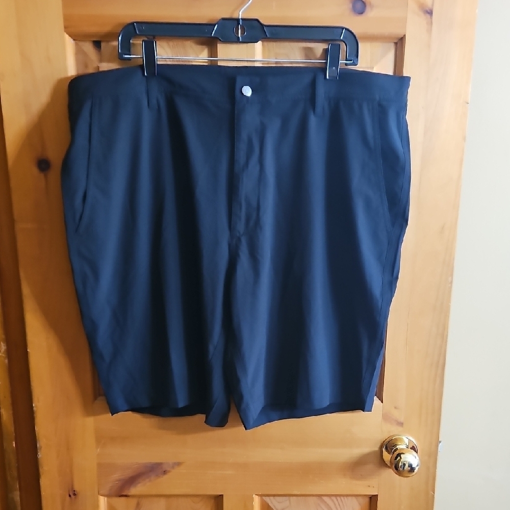 Black Flat Front Knee-Length Shorts